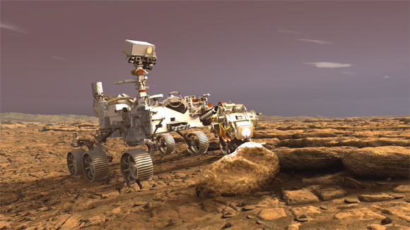 This artist’s concept depicts NASA’s Perseverance rover. Image credit: NASA / JPL-Caltech.